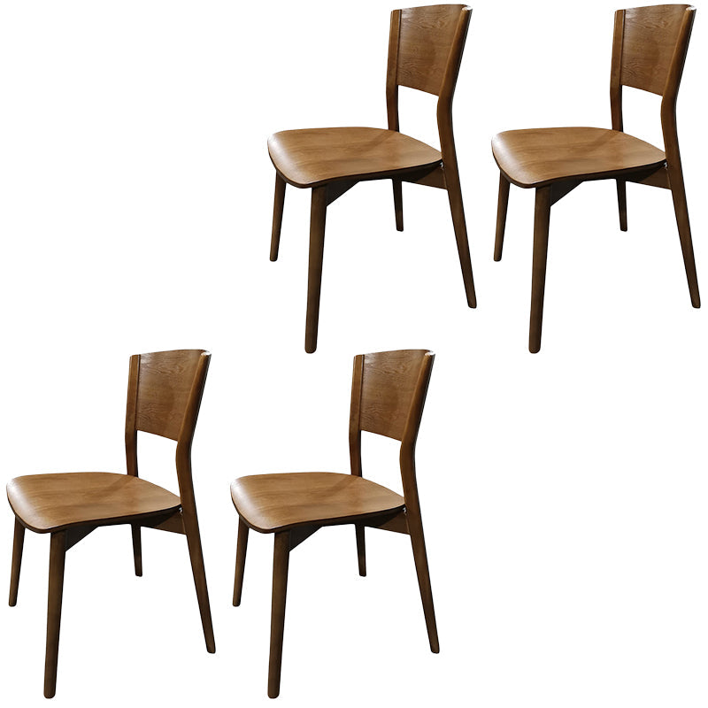 Contemporary Wood Dining Chair Open Back Dining Side Furniture in Matte Finish for Indoor Walnut 4 Piece Set Clearhalo 'Dining Chairs' 'Dining Tables & Seating' 'dining_chair' 'furn' 'furn_dining_chair' 'Furniture' 'Kitchen & Dining Furniture' 5408746