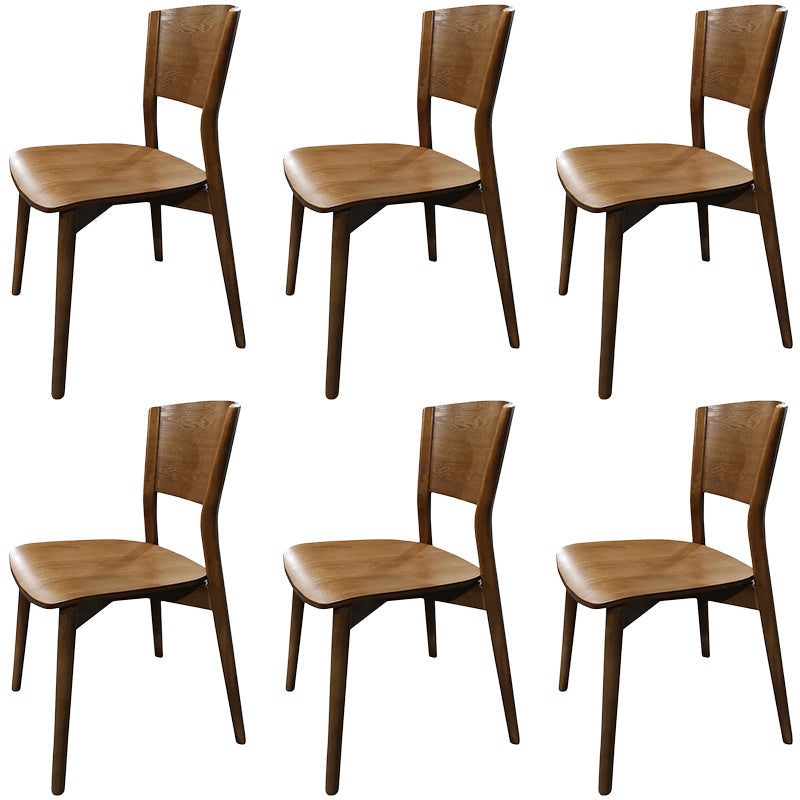 Contemporary Wood Dining Chair Open Back Dining Side Furniture in Matte Finish for Indoor Walnut 6 Piece Set Clearhalo 'Dining Chairs' 'Dining Tables & Seating' 'dining_chair' 'furn' 'furn_dining_chair' 'Furniture' 'Kitchen & Dining Furniture' 5408747