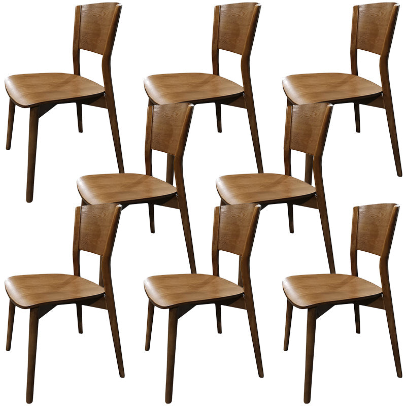 Contemporary Wood Dining Chair Open Back Dining Side Furniture in Matte Finish for Indoor Walnut 8 Piece Set Clearhalo 'Dining Chairs' 'Dining Tables & Seating' 'dining_chair' 'furn' 'furn_dining_chair' 'Furniture' 'Kitchen & Dining Furniture' 5408748