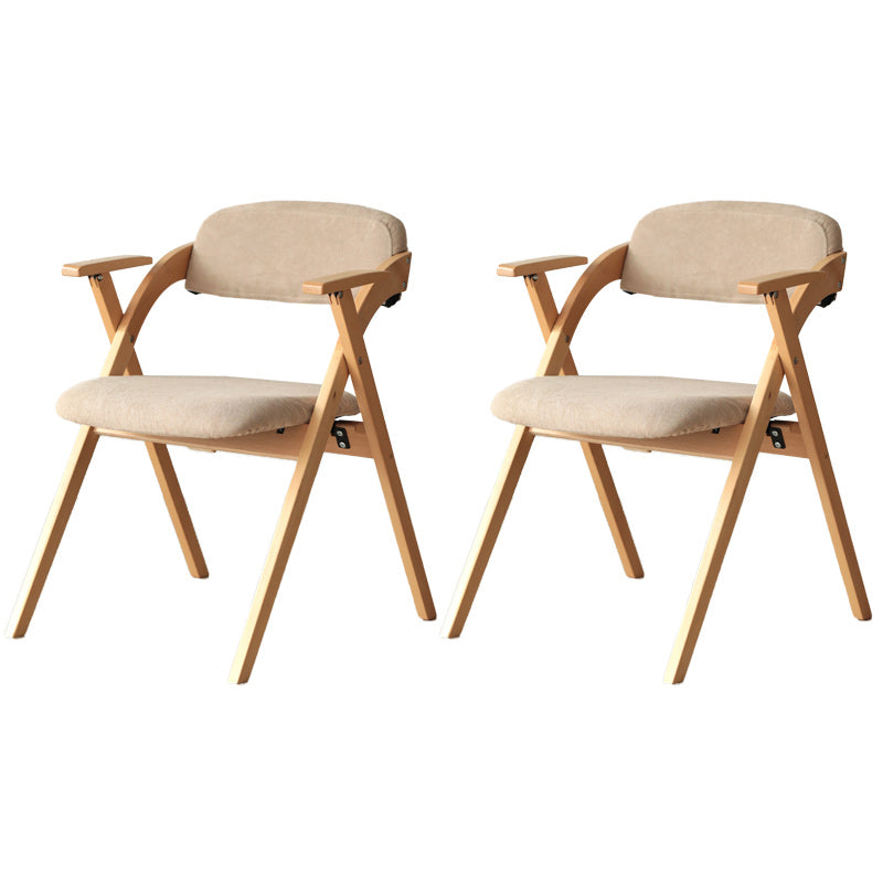 Open Back Folding Dining Arm Chair Modern Solid Wood Dining Chair Khaki 2 Piece Set Clearhalo 'Dining Chairs' 'Dining Tables & Seating' 'dining_chair' 'furn' 'furn_dining_chair' 'Furniture' 'Kitchen & Dining Furniture' 5408751