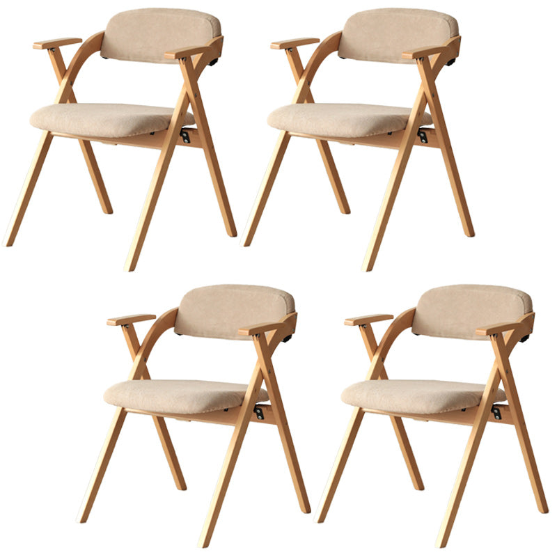 Open Back Folding Dining Arm Chair Modern Solid Wood Dining Chair Khaki 4 Piece Set Clearhalo 'Dining Chairs' 'Dining Tables & Seating' 'dining_chair' 'furn' 'furn_dining_chair' 'Furniture' 'Kitchen & Dining Furniture' 5408752