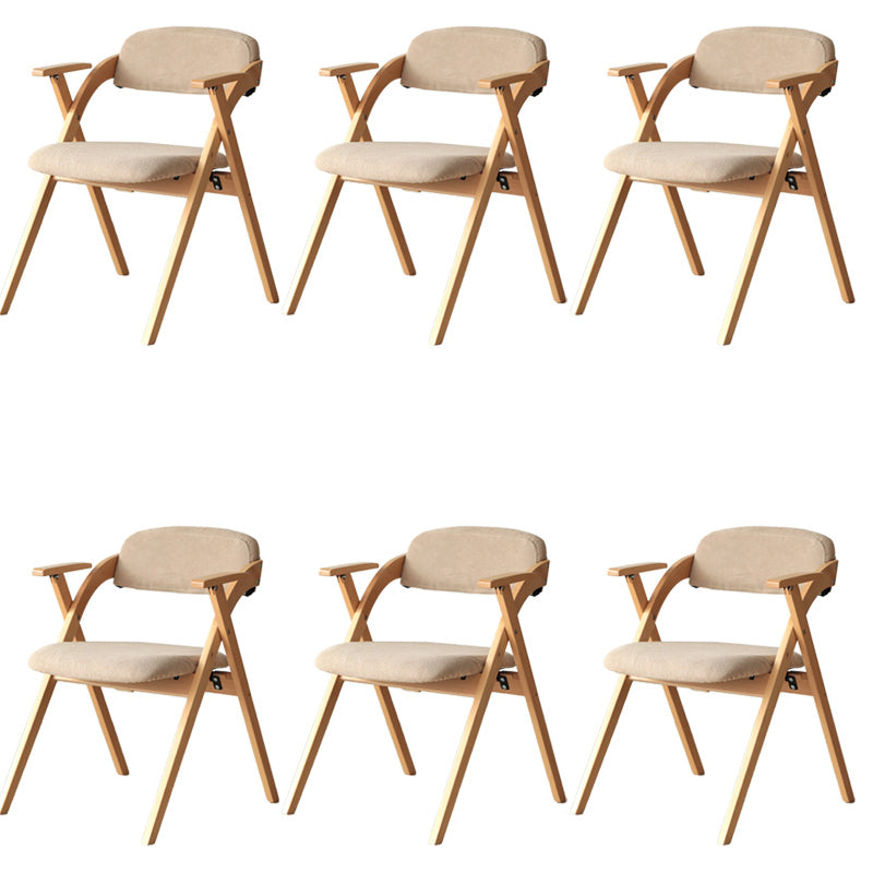 Open Back Folding Dining Arm Chair Modern Solid Wood Dining Chair Khaki 6 Piece Set Clearhalo 'Dining Chairs' 'Dining Tables & Seating' 'dining_chair' 'furn' 'furn_dining_chair' 'Furniture' 'Kitchen & Dining Furniture' 5408755