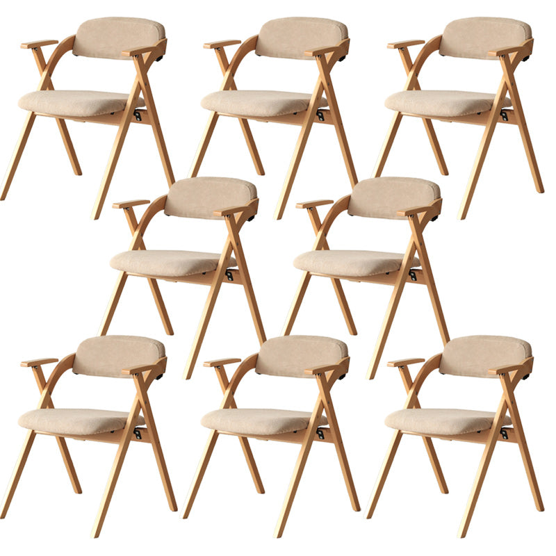 Open Back Folding Dining Arm Chair Modern Solid Wood Dining Chair Khaki 8 Piece Set Clearhalo 'Dining Chairs' 'Dining Tables & Seating' 'dining_chair' 'furn' 'furn_dining_chair' 'Furniture' 'Kitchen & Dining Furniture' 5408757