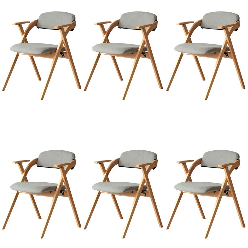 Open Back Folding Dining Arm Chair Modern Solid Wood Dining Chair Smoke Gray 6 Piece Set Clearhalo 'Dining Chairs' 'Dining Tables & Seating' 'dining_chair' 'furn' 'furn_dining_chair' 'Furniture' 'Kitchen & Dining Furniture' 5408762