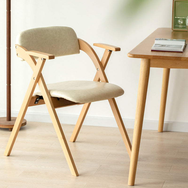 Open Back Folding Dining Arm Chair Modern Solid Wood Dining Chair Clearhalo 'Dining Chairs' 'Dining Tables & Seating' 'dining_chair' 'furn' 'furn_dining_chair' 'Furniture' 'Kitchen & Dining Furniture' 5408773