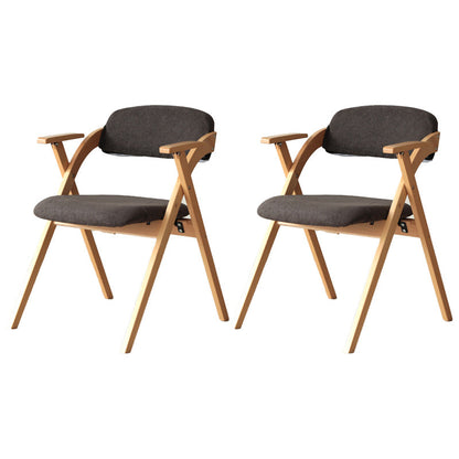 Open Back Folding Dining Arm Chair Modern Solid Wood Dining Chair Dark Brown 2 Piece Set Clearhalo 'Dining Chairs' 'Dining Tables & Seating' 'dining_chair' 'furn' 'furn_dining_chair' 'Furniture' 'Kitchen & Dining Furniture' 5408775