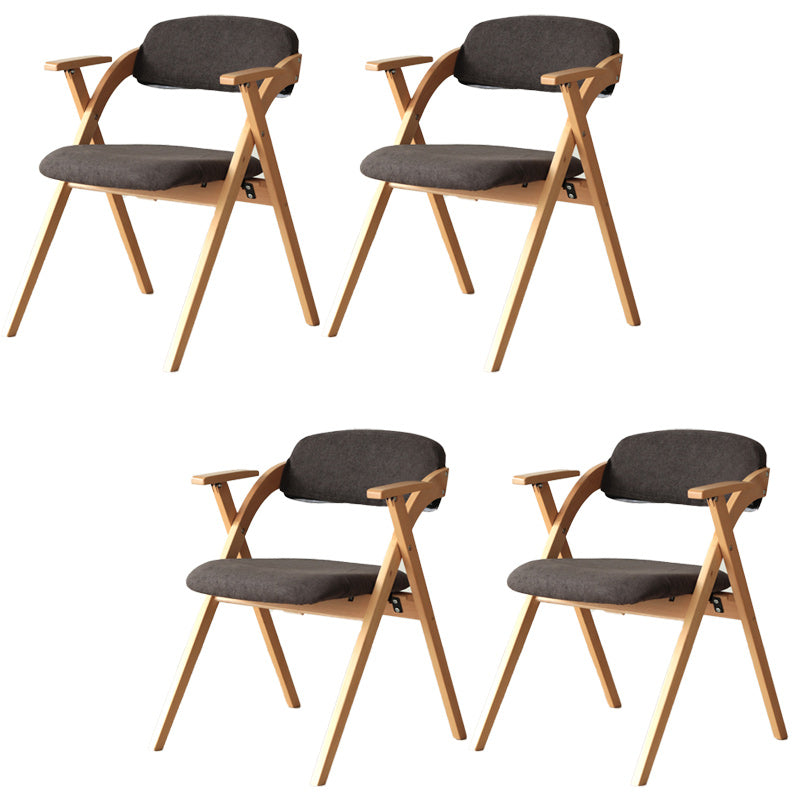 Open Back Folding Dining Arm Chair Modern Solid Wood Dining Chair Dark Brown 4 Piece Set Clearhalo 'Dining Chairs' 'Dining Tables & Seating' 'dining_chair' 'furn' 'furn_dining_chair' 'Furniture' 'Kitchen & Dining Furniture' 5408776