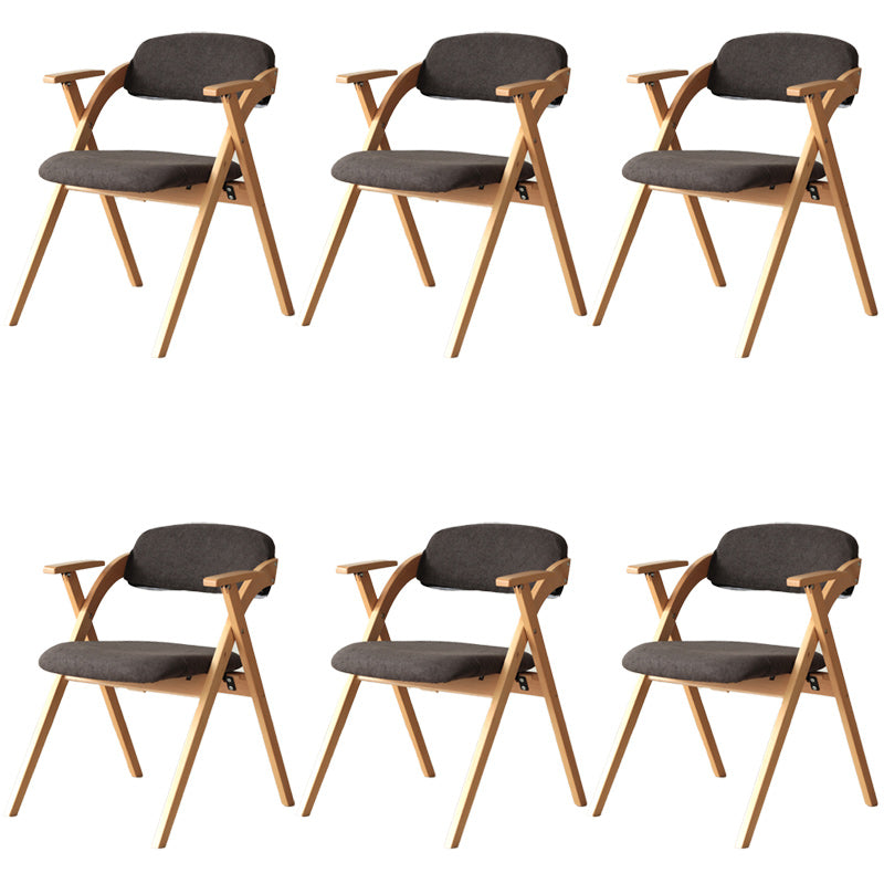 Open Back Folding Dining Arm Chair Modern Solid Wood Dining Chair Dark Brown 6 Piece Set Clearhalo 'Dining Chairs' 'Dining Tables & Seating' 'dining_chair' 'furn' 'furn_dining_chair' 'Furniture' 'Kitchen & Dining Furniture' 5408779
