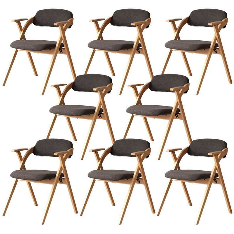 Open Back Folding Dining Arm Chair Modern Solid Wood Dining Chair Dark Brown 8 Piece Set Clearhalo 'Dining Chairs' 'Dining Tables & Seating' 'dining_chair' 'furn' 'furn_dining_chair' 'Furniture' 'Kitchen & Dining Furniture' 5408780