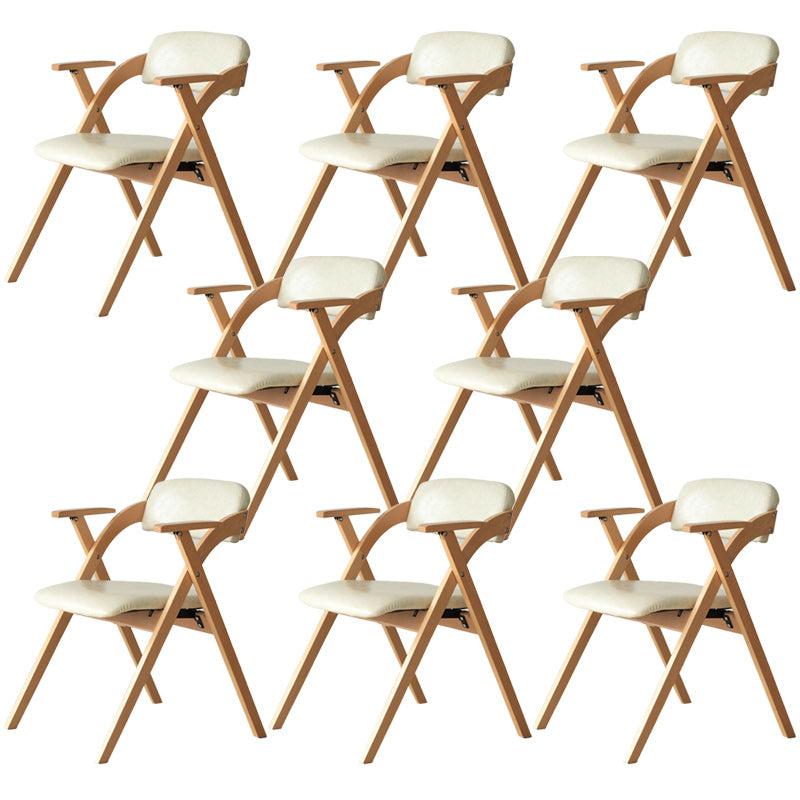 Open Back Folding Dining Arm Chair Modern Solid Wood Dining Chair Off-White 8 Piece Set Clearhalo 'Dining Chairs' 'Dining Tables & Seating' 'dining_chair' 'furn' 'furn_dining_chair' 'Furniture' 'Kitchen & Dining Furniture' 5408784