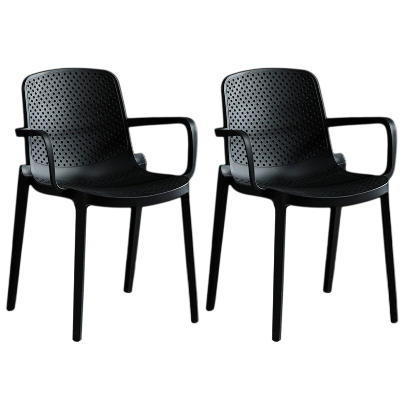 Contemporary Plastic Chair Parsons Chair in Matte Finish for Home Black 2 Piece Set Clearhalo 'Dining Chairs' 'Dining Tables & Seating' 'dining_chair' 'furn' 'furn_dining_chair' 'Furniture' 'Kitchen & Dining Furniture' 5408866