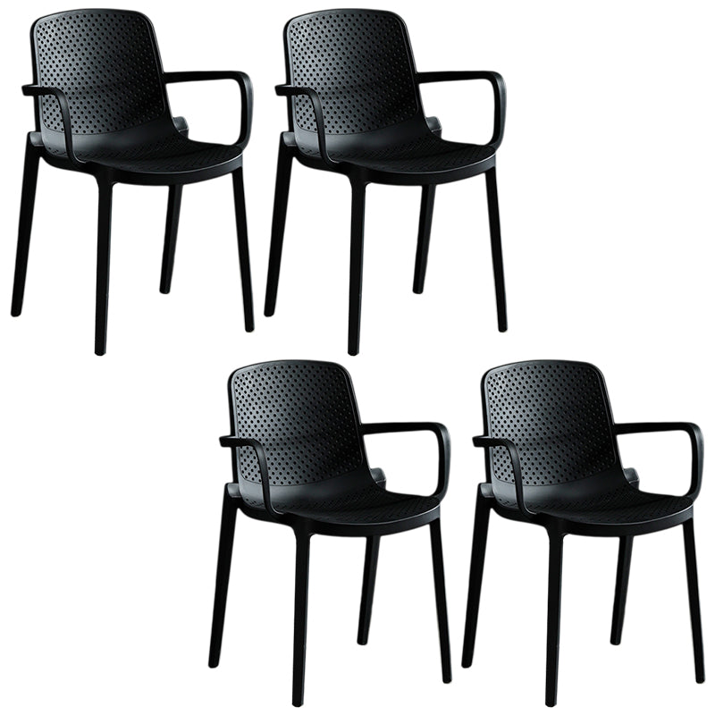 Contemporary Plastic Chair Parsons Chair in Matte Finish for Home Black 4 Piece Set Clearhalo 'Dining Chairs' 'Dining Tables & Seating' 'dining_chair' 'furn' 'furn_dining_chair' 'Furniture' 'Kitchen & Dining Furniture' 5408868