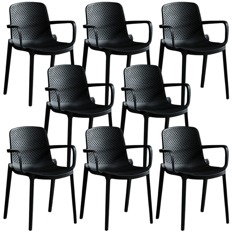 Contemporary Plastic Chair Parsons Chair in Matte Finish for Home Black 8 Piece Set Clearhalo 'Dining Chairs' 'Dining Tables & Seating' 'dining_chair' 'furn' 'furn_dining_chair' 'Furniture' 'Kitchen & Dining Furniture' 5408872
