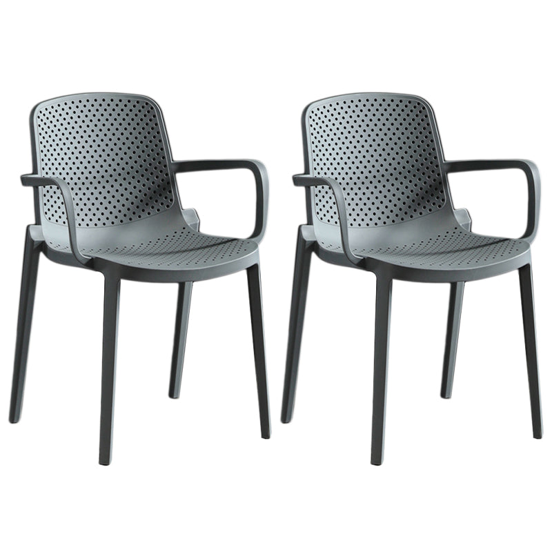Contemporary Plastic Chair Parsons Chair in Matte Finish for Home Grey 2 Piece Set Clearhalo 'Dining Chairs' 'Dining Tables & Seating' 'dining_chair' 'furn' 'furn_dining_chair' 'Furniture' 'Kitchen & Dining Furniture' 5408873