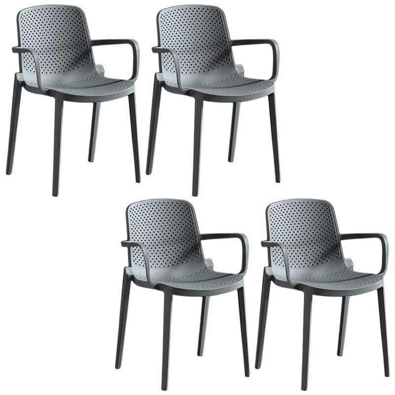 Contemporary Plastic Chair Parsons Chair in Matte Finish for Home Grey 4 Piece Set Clearhalo 'Dining Chairs' 'Dining Tables & Seating' 'dining_chair' 'furn' 'furn_dining_chair' 'Furniture' 'Kitchen & Dining Furniture' 5408875