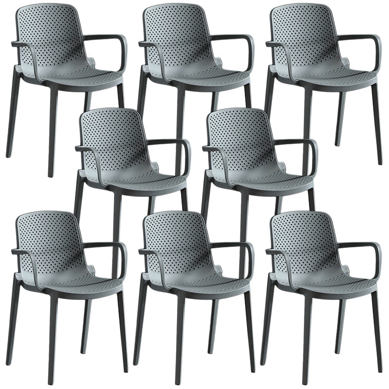 Contemporary Plastic Chair Parsons Chair in Matte Finish for Home Grey 8 Piece Set Clearhalo 'Dining Chairs' 'Dining Tables & Seating' 'dining_chair' 'furn' 'furn_dining_chair' 'Furniture' 'Kitchen & Dining Furniture' 5408879