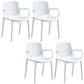 Contemporary Plastic Chair Parsons Chair in Matte Finish for Home White 4 Piece Set Clearhalo 'Dining Chairs' 'Dining Tables & Seating' 'dining_chair' 'furn' 'furn_dining_chair' 'Furniture' 'Kitchen & Dining Furniture' 5408883