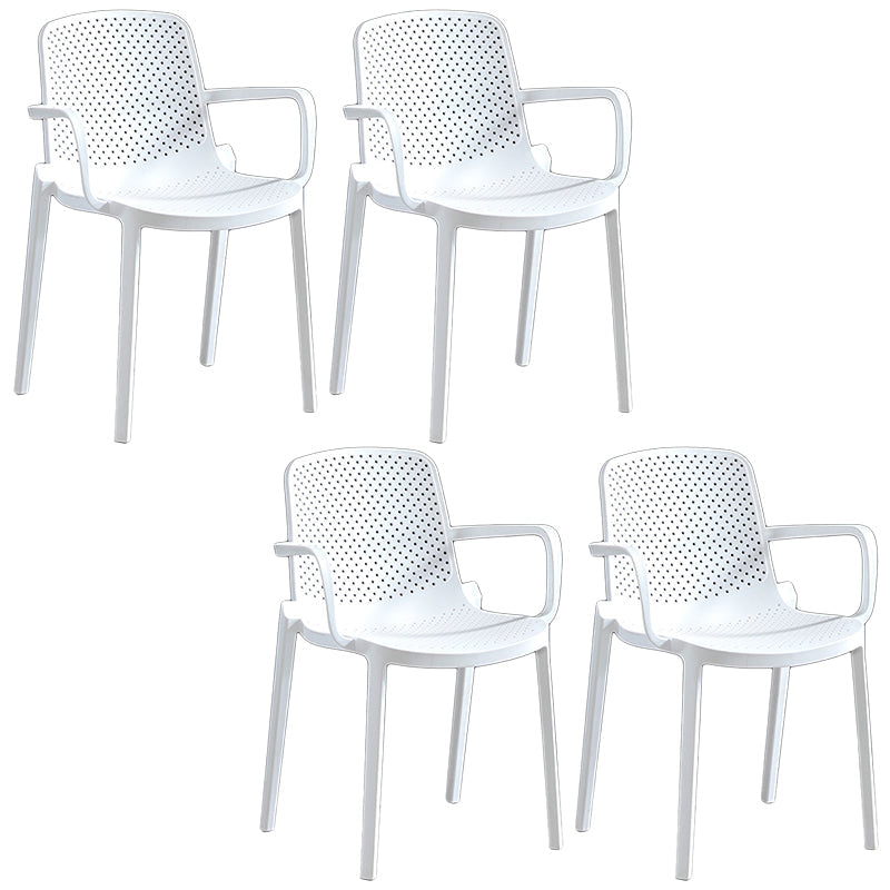 Contemporary Plastic Chair Parsons Chair in Matte Finish for Home White 4 Piece Set Clearhalo 'Dining Chairs' 'Dining Tables & Seating' 'dining_chair' 'furn' 'furn_dining_chair' 'Furniture' 'Kitchen & Dining Furniture' 5408883