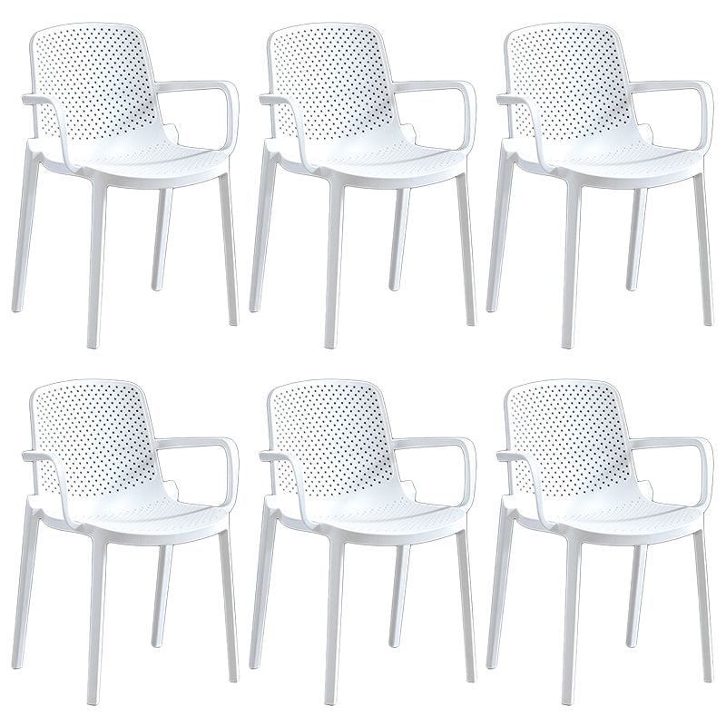 Contemporary Plastic Chair Parsons Chair in Matte Finish for Home White 6 Piece Set Clearhalo 'Dining Chairs' 'Dining Tables & Seating' 'dining_chair' 'furn' 'furn_dining_chair' 'Furniture' 'Kitchen & Dining Furniture' 5408885