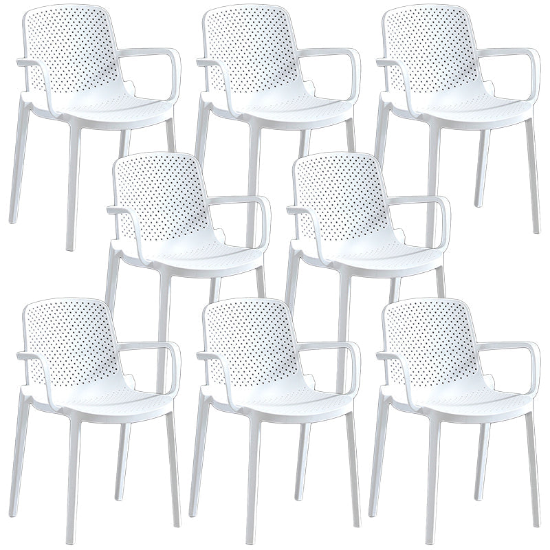 Contemporary Plastic Chair Parsons Chair in Matte Finish for Home White 8 Piece Set Clearhalo 'Dining Chairs' 'Dining Tables & Seating' 'dining_chair' 'furn' 'furn_dining_chair' 'Furniture' 'Kitchen & Dining Furniture' 5408888