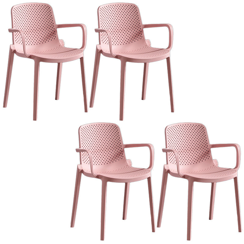 Contemporary Plastic Chair Parsons Chair in Matte Finish for Home Pink 4 Piece Set Clearhalo 'Dining Chairs' 'Dining Tables & Seating' 'dining_chair' 'furn' 'furn_dining_chair' 'Furniture' 'Kitchen & Dining Furniture' 5408891