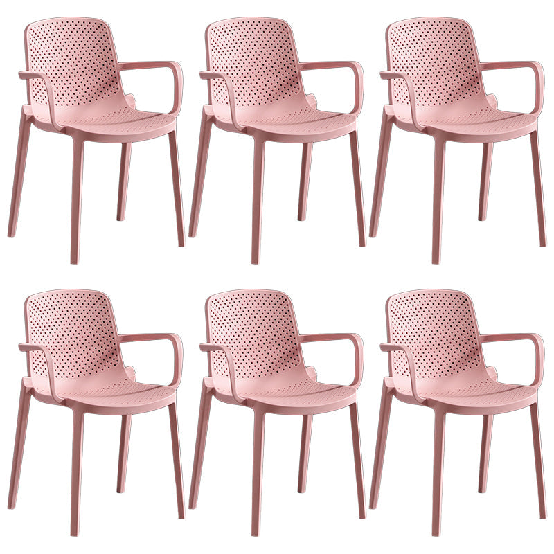 Contemporary Plastic Chair Parsons Chair in Matte Finish for Home Pink 6 Piece Set Clearhalo 'Dining Chairs' 'Dining Tables & Seating' 'dining_chair' 'furn' 'furn_dining_chair' 'Furniture' 'Kitchen & Dining Furniture' 5408894