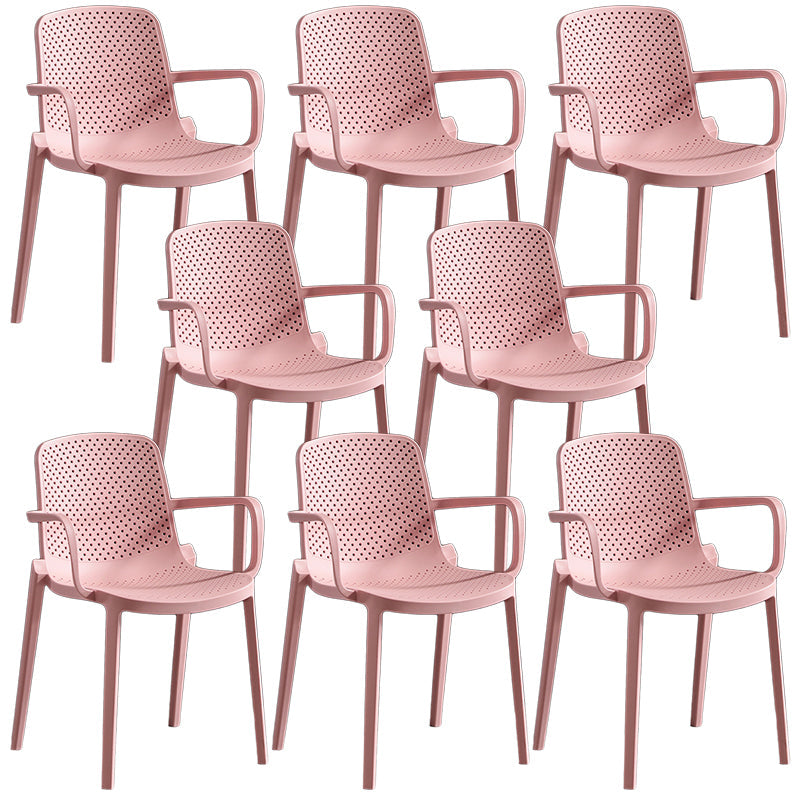 Contemporary Plastic Chair Parsons Chair in Matte Finish for Home Pink 8 Piece Set Clearhalo 'Dining Chairs' 'Dining Tables & Seating' 'dining_chair' 'furn' 'furn_dining_chair' 'Furniture' 'Kitchen & Dining Furniture' 5408895