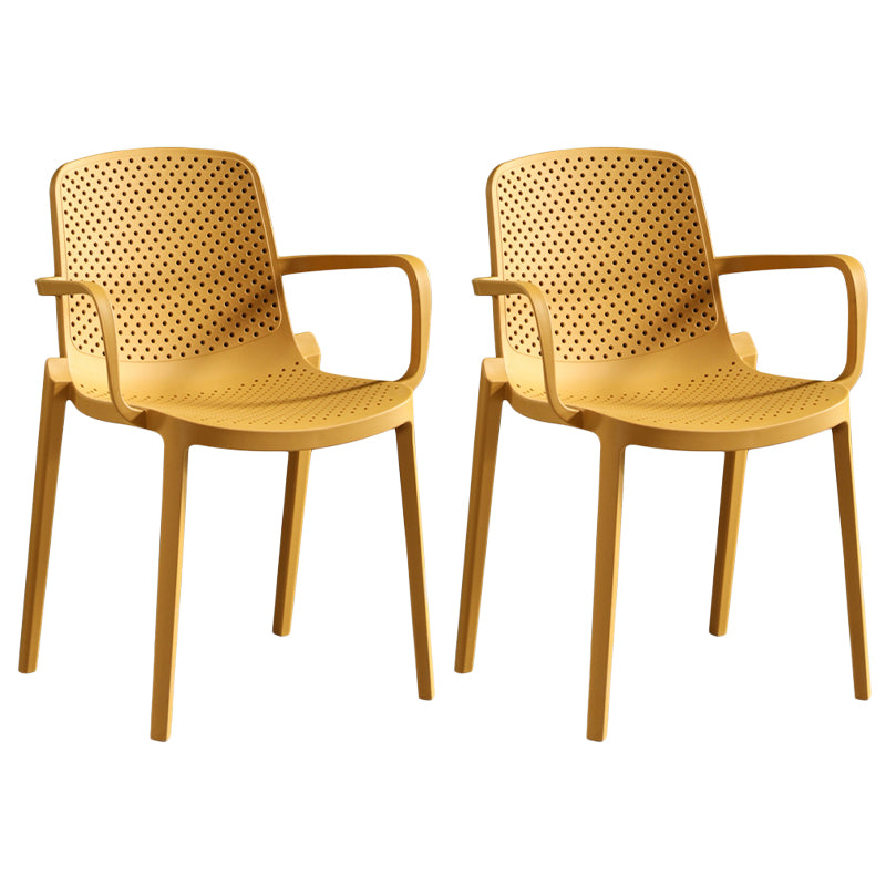 Contemporary Plastic Chair Parsons Chair in Matte Finish for Home Yellow 2 Piece Set Clearhalo 'Dining Chairs' 'Dining Tables & Seating' 'dining_chair' 'furn' 'furn_dining_chair' 'Furniture' 'Kitchen & Dining Furniture' 5408896
