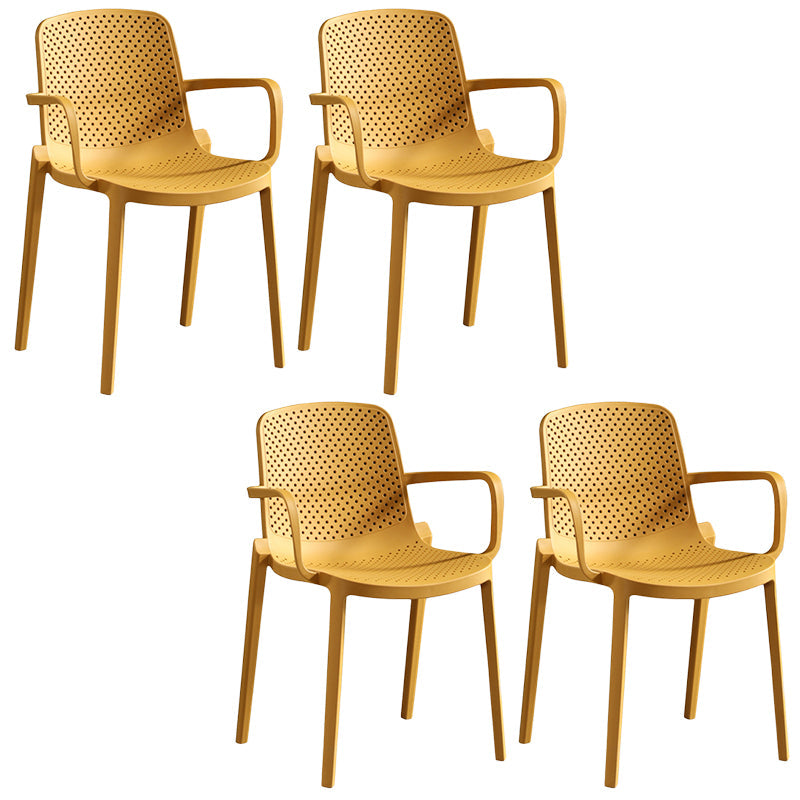 Contemporary Plastic Chair Parsons Chair in Matte Finish for Home Yellow 4 Piece Set Clearhalo 'Dining Chairs' 'Dining Tables & Seating' 'dining_chair' 'furn' 'furn_dining_chair' 'Furniture' 'Kitchen & Dining Furniture' 5408897