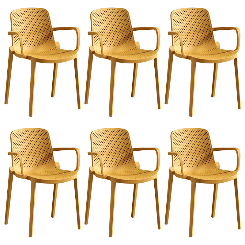 Contemporary Plastic Chair Parsons Chair in Matte Finish for Home Yellow 6 Piece Set Clearhalo 'Dining Chairs' 'Dining Tables & Seating' 'dining_chair' 'furn' 'furn_dining_chair' 'Furniture' 'Kitchen & Dining Furniture' 5408898