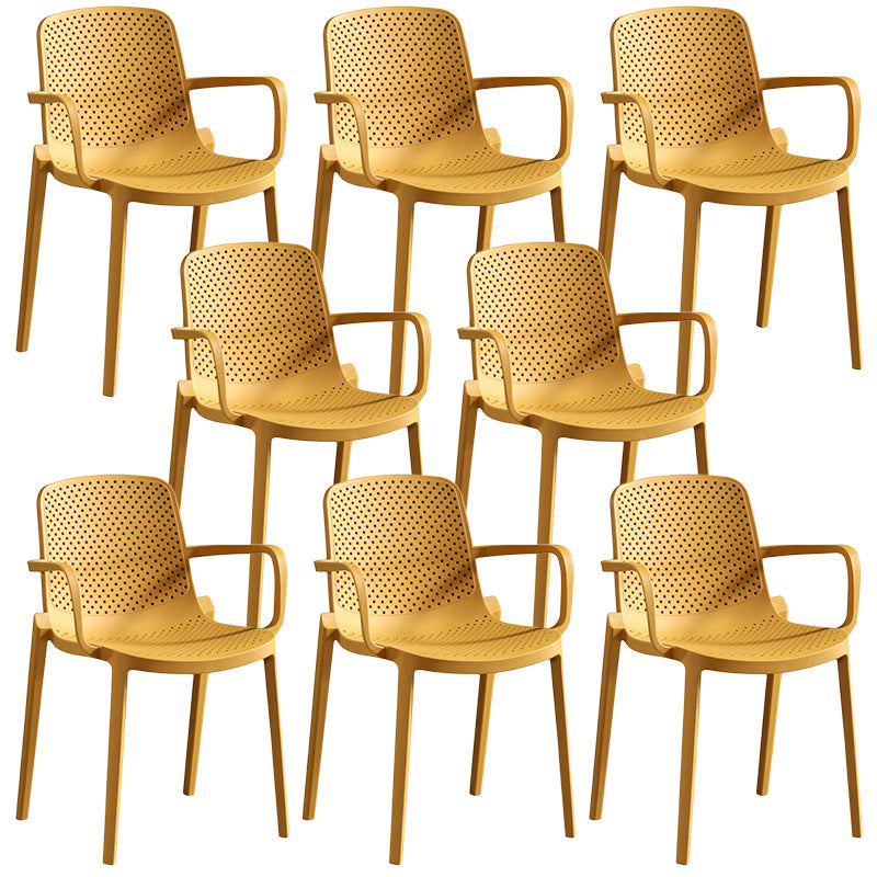 Contemporary Plastic Chair Parsons Chair in Matte Finish for Home Yellow 8 Piece Set Clearhalo 'Dining Chairs' 'Dining Tables & Seating' 'dining_chair' 'furn' 'furn_dining_chair' 'Furniture' 'Kitchen & Dining Furniture' 5408899