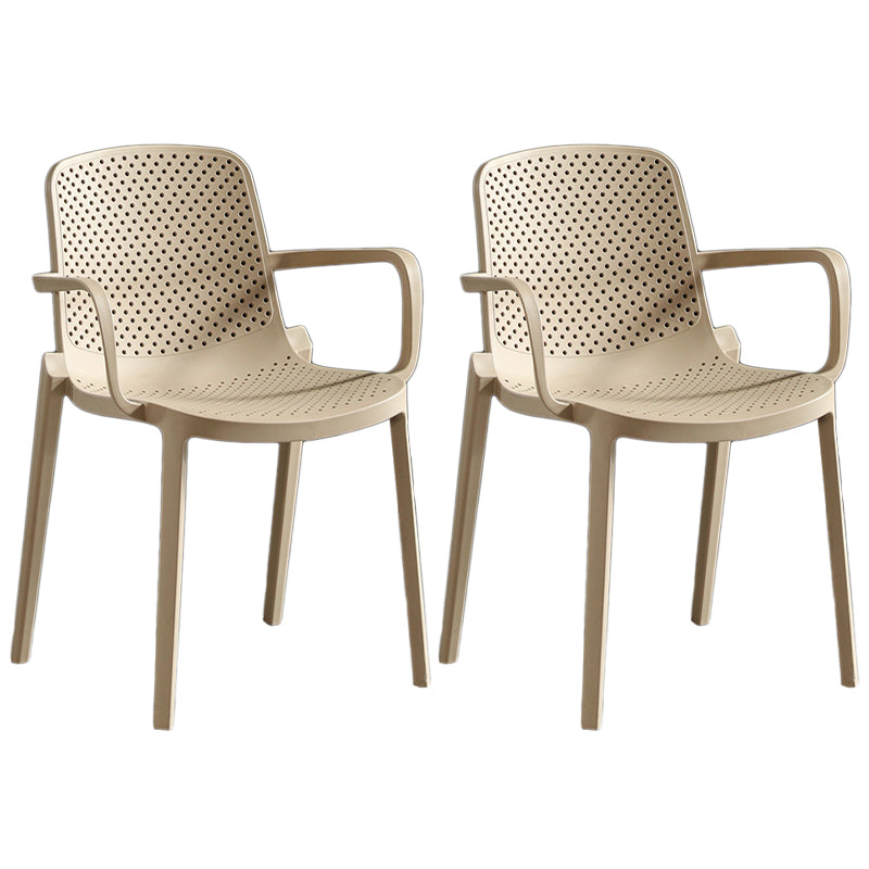 Contemporary Plastic Chair Parsons Chair in Matte Finish for Home Brown 2 Piece Set Clearhalo 'Dining Chairs' 'Dining Tables & Seating' 'dining_chair' 'furn' 'furn_dining_chair' 'Furniture' 'Kitchen & Dining Furniture' 5408900