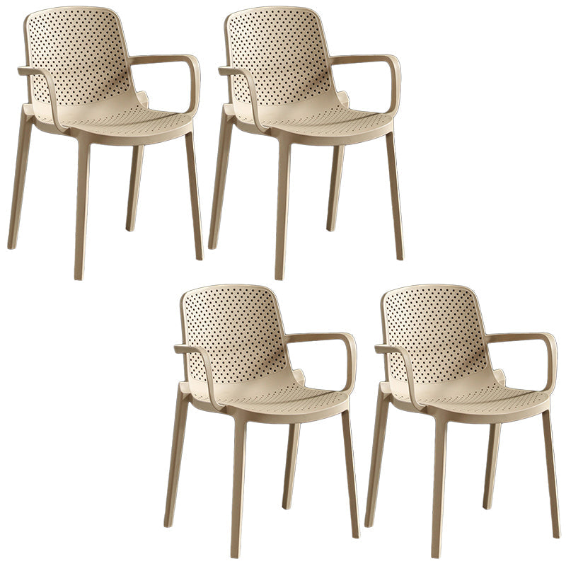 Contemporary Plastic Chair Parsons Chair in Matte Finish for Home Brown 4 Piece Set Clearhalo 'Dining Chairs' 'Dining Tables & Seating' 'dining_chair' 'furn' 'furn_dining_chair' 'Furniture' 'Kitchen & Dining Furniture' 5408901