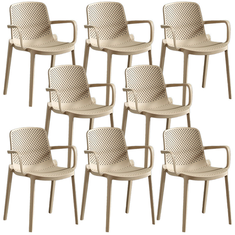 Contemporary Plastic Chair Parsons Chair in Matte Finish for Home Brown 8 Piece Set Clearhalo 'Dining Chairs' 'Dining Tables & Seating' 'dining_chair' 'furn' 'furn_dining_chair' 'Furniture' 'Kitchen & Dining Furniture' 5408903