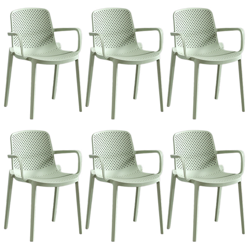 Contemporary Plastic Chair Parsons Chair in Matte Finish for Home Green 6 Piece Set Clearhalo 'Dining Chairs' 'Dining Tables & Seating' 'dining_chair' 'furn' 'furn_dining_chair' 'Furniture' 'Kitchen & Dining Furniture' 5408910