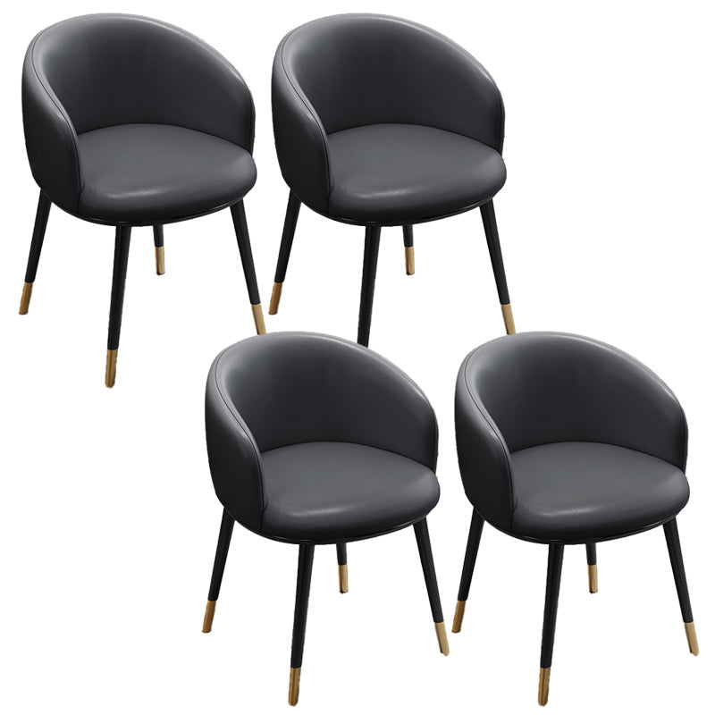 Eigentijdse eetkamerstoel lederen eetkamerstoel met zwarte benen