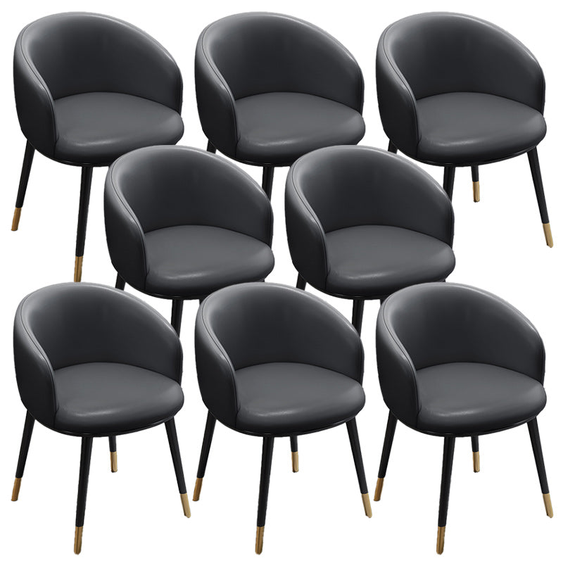 Eigentijdse eetkamerstoel lederen eetkamerstoel met zwarte benen