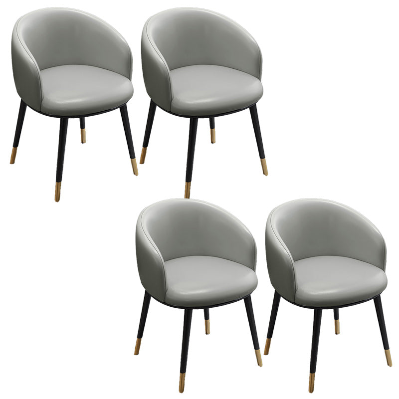 Eigentijdse eetkamerstoel lederen eetkamerstoel met zwarte benen