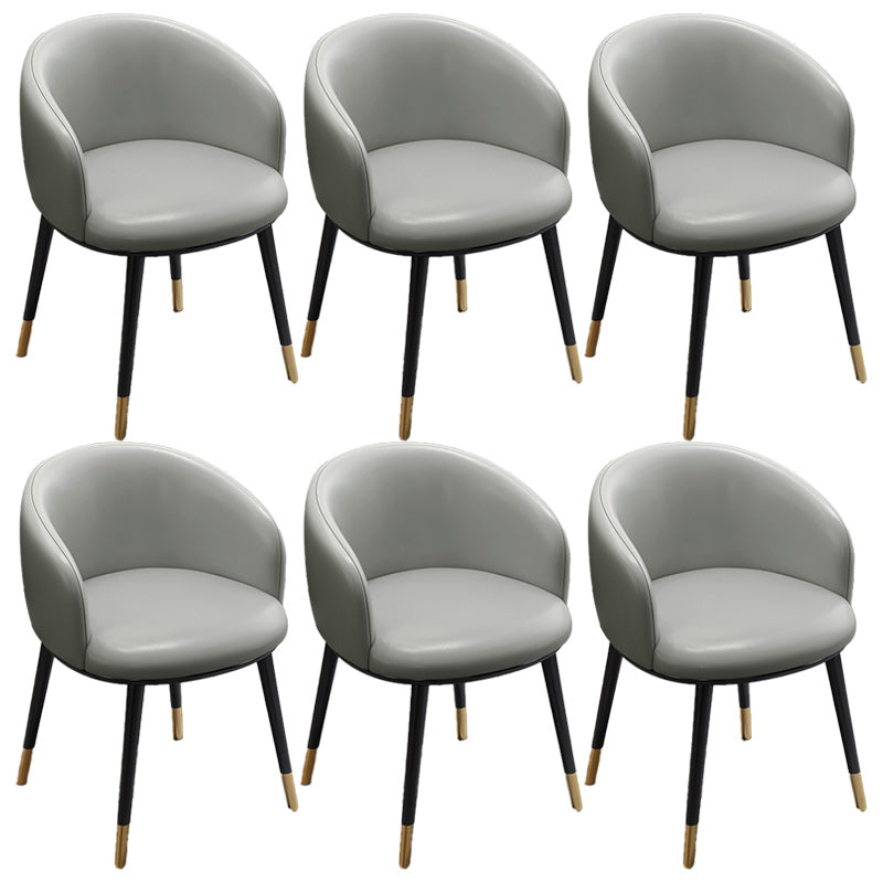 Eigentijdse eetkamerstoel lederen eetkamerstoel met zwarte benen