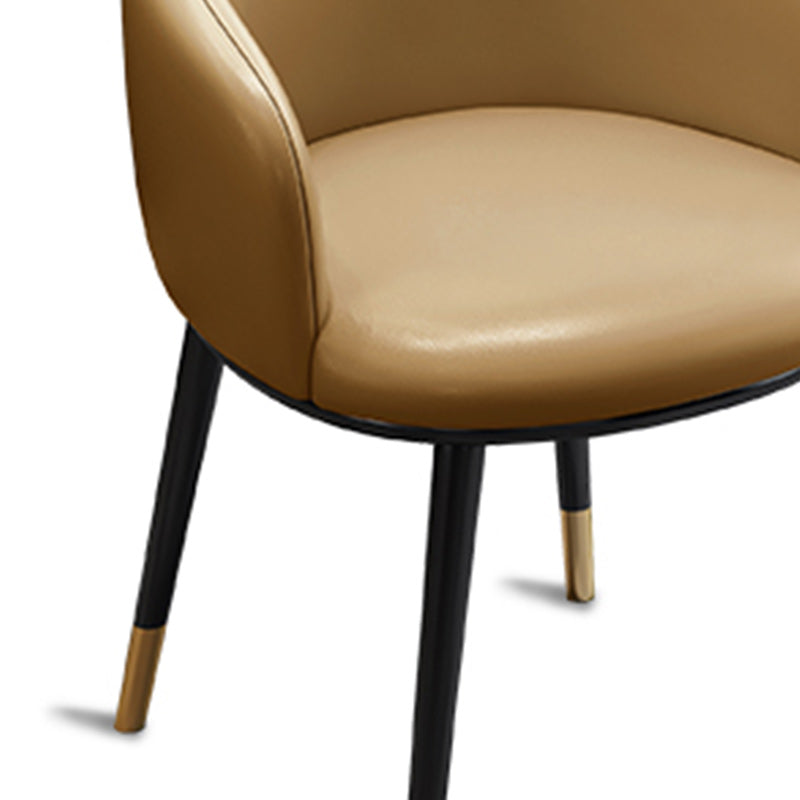 Eigentijdse eetkamerstoel lederen eetkamerstoel met zwarte benen