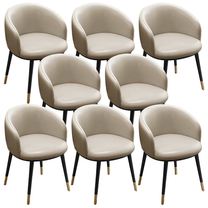 Eigentijdse eetkamerstoel lederen eetkamerstoel met zwarte benen