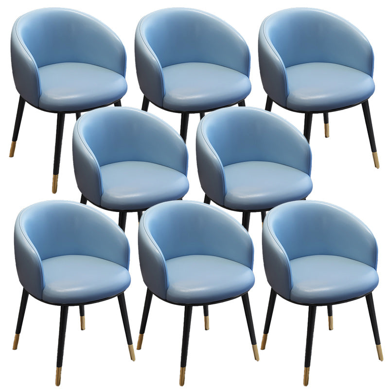 Eigentijdse eetkamerstoel lederen eetkamerstoel met zwarte benen