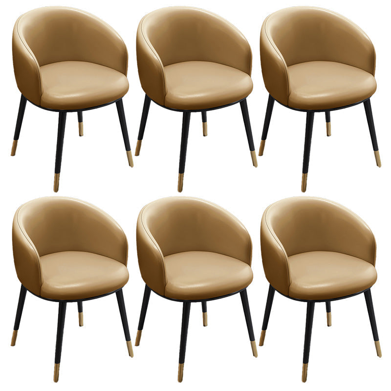 Eigentijdse eetkamerstoel lederen eetkamerstoel met zwarte benen