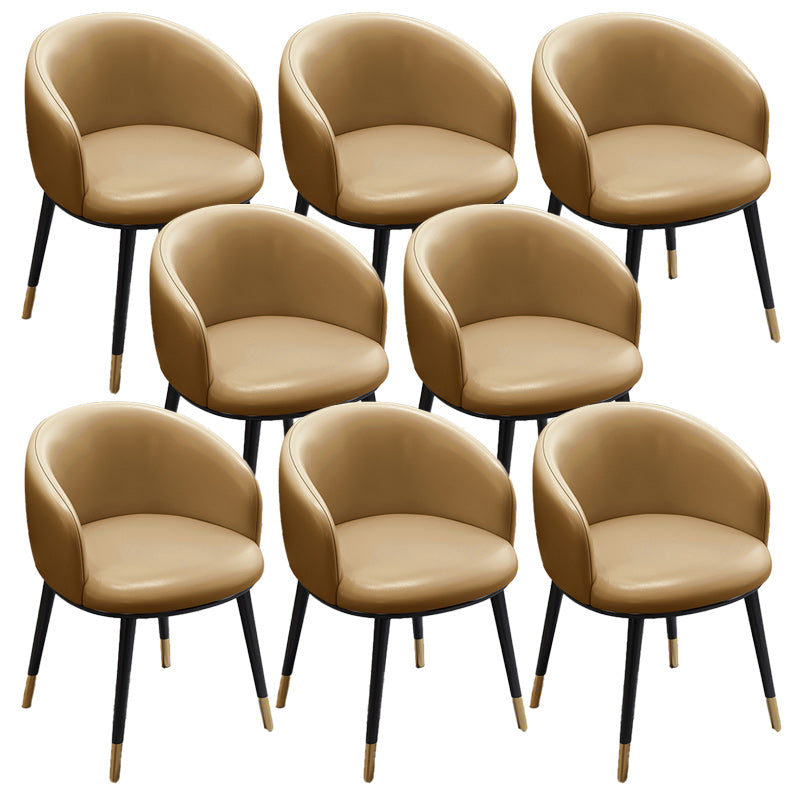 Eigentijdse eetkamerstoel lederen eetkamerstoel met zwarte benen