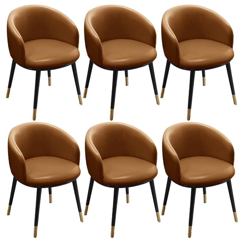 Eigentijdse eetkamerstoel lederen eetkamerstoel met zwarte benen