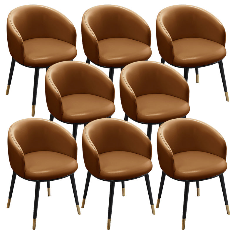 Eigentijdse eetkamerstoel lederen eetkamerstoel met zwarte benen