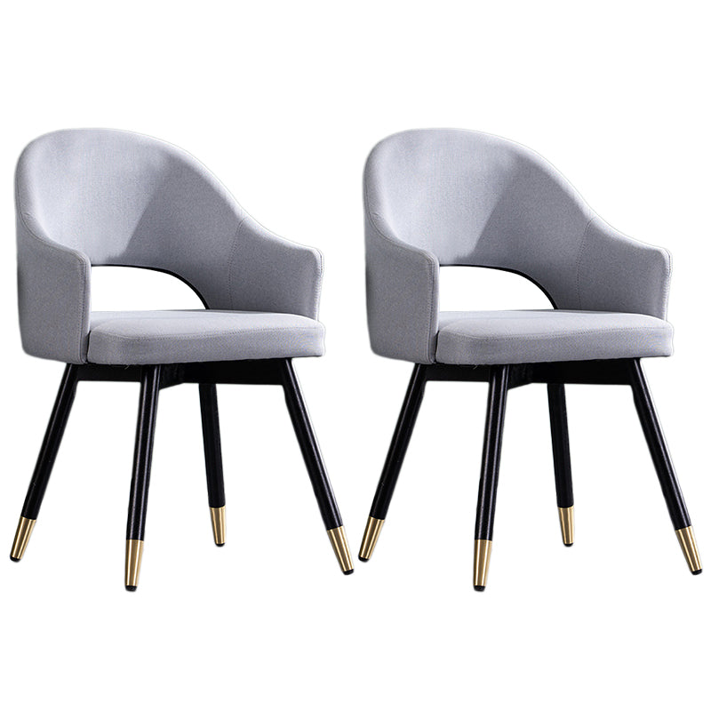 Glam PU Leather Dining Chairs Open Back Dining Side Furniture in Matte Finish Light Gray 2 Piece Set Clearhalo 'Dining Chairs' 'Dining Tables & Seating' 'dining_chair' 'furn' 'furn_dining_chair' 'Furniture' 'Kitchen & Dining Furniture' 5409090