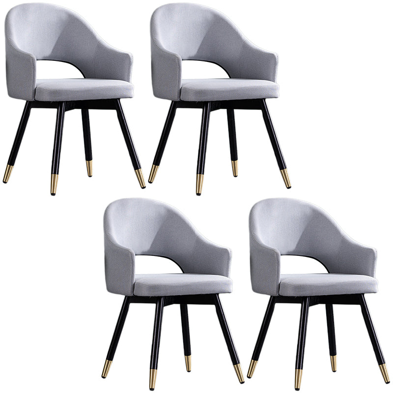 Glam PU Leather Dining Chairs Open Back Dining Side Furniture in Matte Finish Light Gray 4 Piece Set Clearhalo 'Dining Chairs' 'Dining Tables & Seating' 'dining_chair' 'furn' 'furn_dining_chair' 'Furniture' 'Kitchen & Dining Furniture' 5409093
