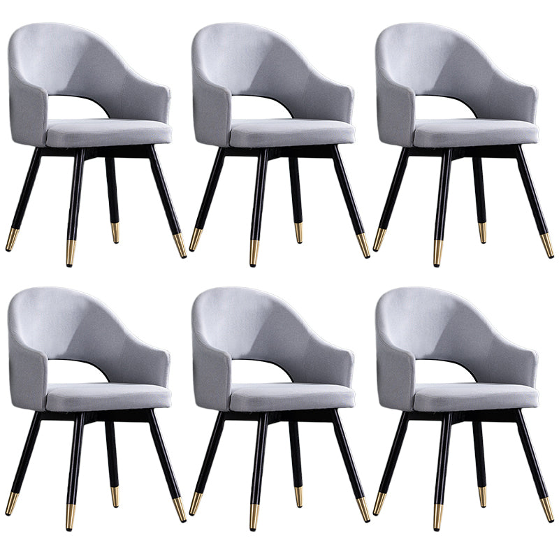 Glam PU Leather Dining Chairs Open Back Dining Side Furniture in Matte Finish Light Gray 6 Piece Set Clearhalo 'Dining Chairs' 'Dining Tables & Seating' 'dining_chair' 'furn' 'furn_dining_chair' 'Furniture' 'Kitchen & Dining Furniture' 5409095