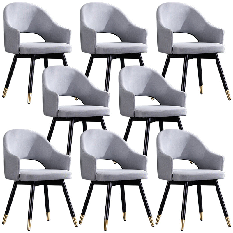 Glam PU Leather Dining Chairs Open Back Dining Side Furniture in Matte Finish Light Gray 8 Piece Set Clearhalo 'Dining Chairs' 'Dining Tables & Seating' 'dining_chair' 'furn' 'furn_dining_chair' 'Furniture' 'Kitchen & Dining Furniture' 5409096